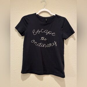 ONLY Women's Navy T-Shirt size XS with White Embroidered Text